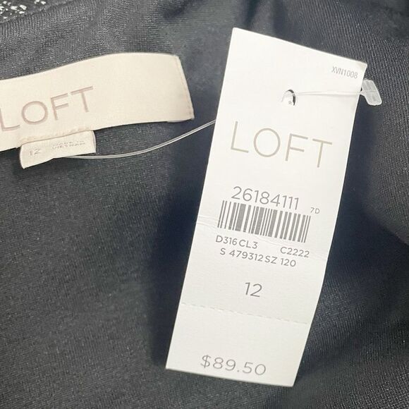 NWT LOFT Retro Tweed Fit & Flare Patch Pocket Mod Dress Black White Size 12 NEW - Picture 8 of 11